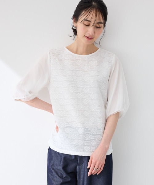 A/C DESIGN BY ALPHA CUBIC(エーシーデザインバイアルファキュービック)の「【2025春夏】レーシージャガードプルオーバー(Tシャツ/カットソー・レディース・ブラック/オフホワイト・M/L)」の18枚目の写真