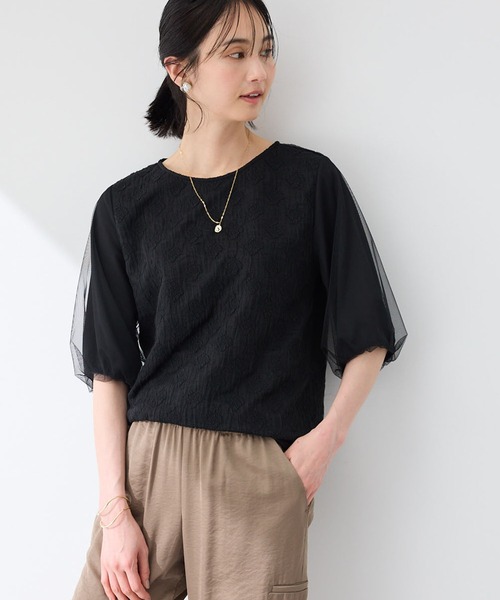 A/C DESIGN BY ALPHA CUBIC(エーシーデザインバイアルファキュービック)の「【2025春夏】レーシージャガードプルオーバー(Tシャツ/カットソー・レディース・ブラック/オフホワイト・M/L)」の10枚目の写真