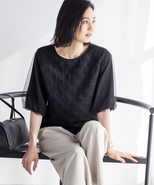 A/C DESIGN BY ALPHA CUBIC(エーシーデザインバイアルファキュービック)の「【2025春夏】レーシージャガードプルオーバー(Tシャツ/カットソー・レディース・ブラック/オフホワイト・M/L)」の22枚目の写真