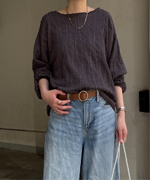 LBC（エルビーシー）の「ストライプジャカードカットプルオーバー（Tシャツ/カットソー・レディース・ライトパープル/オフホワイト/チャコールグレー・M）」の18枚目の写真