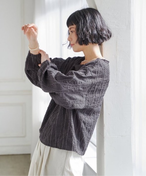 セール】ストライプジャカードカットプルオーバー（Tシャツ