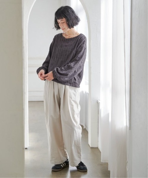 LBC（エルビーシー）の「ストライプジャカードカットプルオーバー（Tシャツ/カットソー・レディース・ライトパープル/オフホワイト/チャコールグレー・M）」の7枚目の写真