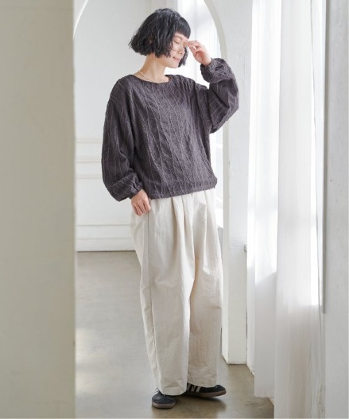 LBC（エルビーシー）の「ストライプジャカードカットプルオーバー（Tシャツ/カットソー・レディース・ライトパープル/オフホワイト/チャコールグレー・M）」の8枚目の写真