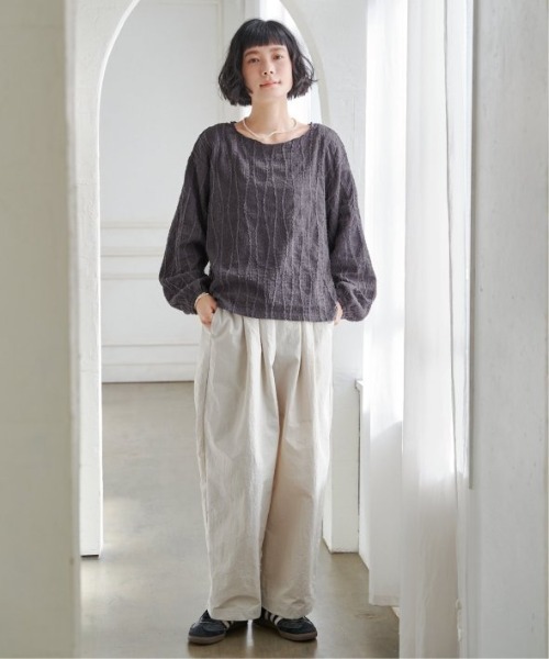 LBC（エルビーシー）の「ストライプジャカードカットプルオーバー（Tシャツ/カットソー・レディース・ライトパープル/オフホワイト/チャコールグレー・M）」の9枚目の写真