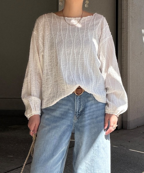 LBC（エルビーシー）の「ストライプジャカードカットプルオーバー（Tシャツ/カットソー・レディース・ライトパープル/オフホワイト/チャコールグレー・M）」の12枚目の写真