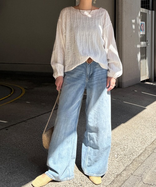 LBC（エルビーシー）の「ストライプジャカードカットプルオーバー（Tシャツ/カットソー・レディース・ライトパープル/オフホワイト/チャコールグレー・M）」の13枚目の写真