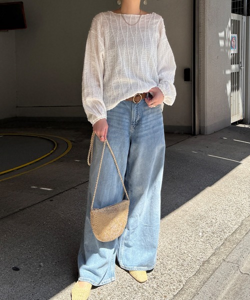 LBC（エルビーシー）の「ストライプジャカードカットプルオーバー（Tシャツ/カットソー・レディース・ライトパープル/オフホワイト/チャコールグレー・M）」の14枚目の写真