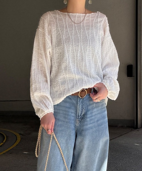 LBC（エルビーシー）の「ストライプジャカードカットプルオーバー（Tシャツ/カットソー・レディース・ライトパープル/オフホワイト/チャコールグレー・M）」の16枚目の写真