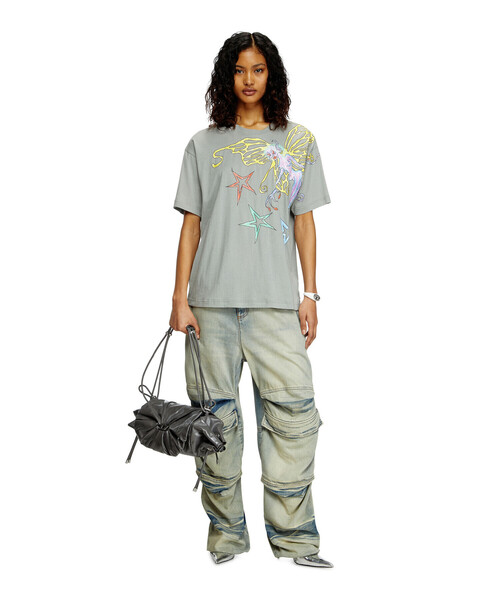 DIESEL(ディーゼル)の「ウィメンズ Tシャツ T-BUXT-Q1(Tシャツ/カットソー・レディース・ピンク/グレー・SMALL/XX-SMALL/MEDIUM/LARGE/X-SMALL)」の6枚目の写真
