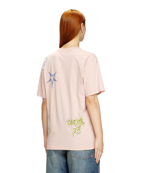 DIESEL(ディーゼル)の「ウィメンズ Tシャツ T-BUXT-Q1(Tシャツ/カットソー・レディース・ピンク/グレー・SMALL/XX-SMALL/MEDIUM/LARGE/X-SMALL)」の3枚目の写真