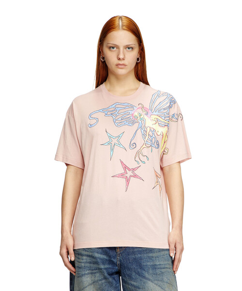 DIESEL(ディーゼル)の「ウィメンズ Tシャツ T-BUXT-Q1(Tシャツ/カットソー・レディース・ピンク/グレー・SMALL/XX-SMALL/MEDIUM/LARGE/X-SMALL)」の8枚目の写真