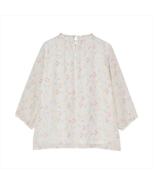 TOKYO SHIRTS（トウキョウシャツ）の「ボタニカル柄シフォンブラウス 七分袖 レディース（シャツ/ブラウス・レディース・グリーン/ブルー/オフホワイト・M/L）」の4枚目の写真