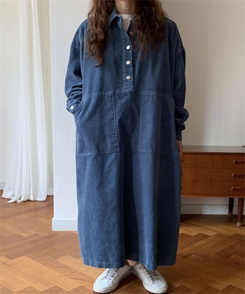 FREE STYLISTS（フリー スタイリスト）の「サイドスリット　ロングシャツワンピース（シャツワンピース・レディース・ダークネイビー/ブラック/ブルー・FREE）」の11枚目の写真