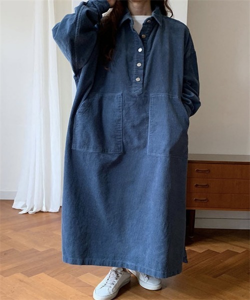 FREE STYLISTS（フリー スタイリスト）の「サイドスリット　ロングシャツワンピース（シャツワンピース・レディース・ダークネイビー/ブラック/ブルー・FREE）」の13枚目の写真