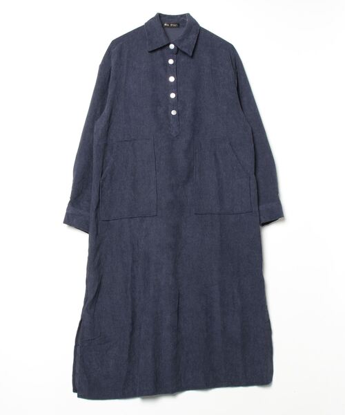 FREE STYLISTS（フリー スタイリスト）の「サイドスリット　ロングシャツワンピース（シャツワンピース・レディース・ダークネイビー/ブラック/ブルー・FREE）」の17枚目の写真