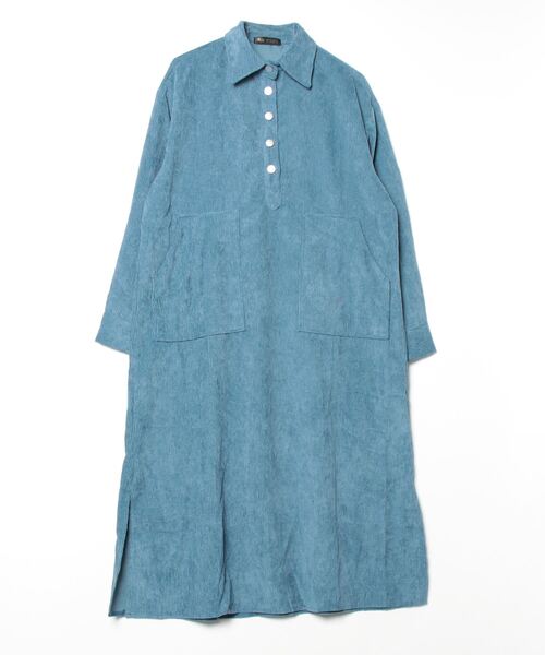 FREE STYLISTS（フリー スタイリスト）の「サイドスリット　ロングシャツワンピース（シャツワンピース・レディース・ダークネイビー/ブラック/ブルー・FREE）」の16枚目の写真