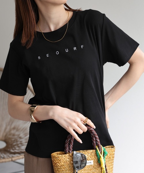セール】フロント刺繍ロゴTシャツ/トップス/半袖/春夏（Tシャツ