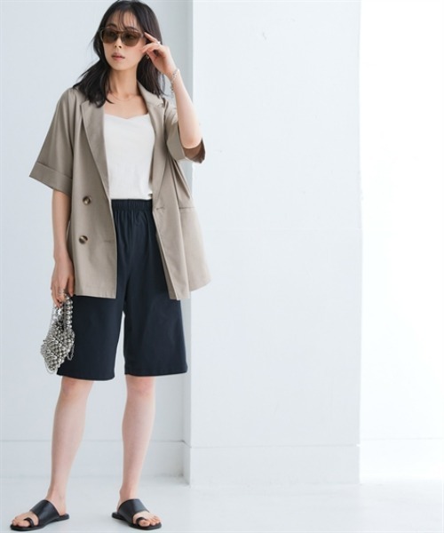 nissen（ニッセン）の「しわになりにくいオーバーサイズ５分袖シャツジャケット（ストレッチ・接触冷感・UVカット）＜大きいサイズ有＞（テーラードジャケット・レディース・チャコール/ベージュ・S～Ｍ/L～LL）」の10枚目の写真