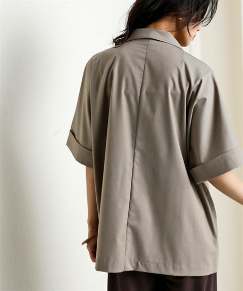 nissen（ニッセン）の「しわになりにくいオーバーサイズ５分袖シャツジャケット（ストレッチ・接触冷感・UVカット）＜大きいサイズ有＞（テーラードジャケット・レディース・チャコール/ベージュ・S～Ｍ/L～LL）」の19枚目の写真