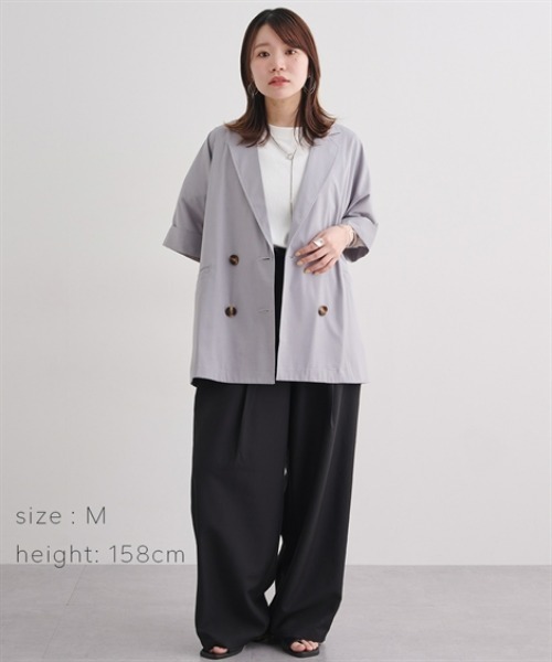 Maison INNESS(メゾンアイネス)の「ハーフスリーブオーバーサイズダブルブレストジャケット(防しわ・接触冷感・UVカット)(テーラードジャケット・レディース・チャコール/ベージュ/ライトグレー・S~M/L~LL/3L~4L)」の16枚目の写真