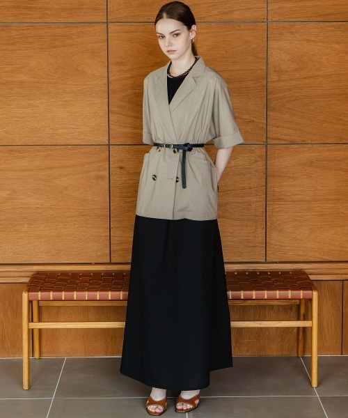 Maison INNESS(メゾンアイネス)の「ハーフスリーブオーバーサイズダブルブレストジャケット(防しわ・接触冷感・UVカット)(テーラードジャケット・レディース・チャコール/ベージュ/ライトグレー・S~M/L~LL/3L~4L)」の21枚目の写真