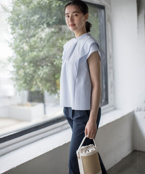 ★新品未使用★組曲　【前後着用可】ドライタッチダブルフレア ブラウス ドライタッチダブルフレア ブラウス（シャツ/ブラウス）｜組曲