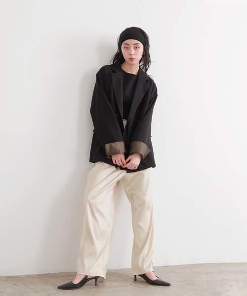 LIAN（リアン）の「サイドラインサテンイージーパンツ（その他パンツ・レディース・アイボリー/ピンク/グレー/ブラック・FREE）」の12枚目の写真