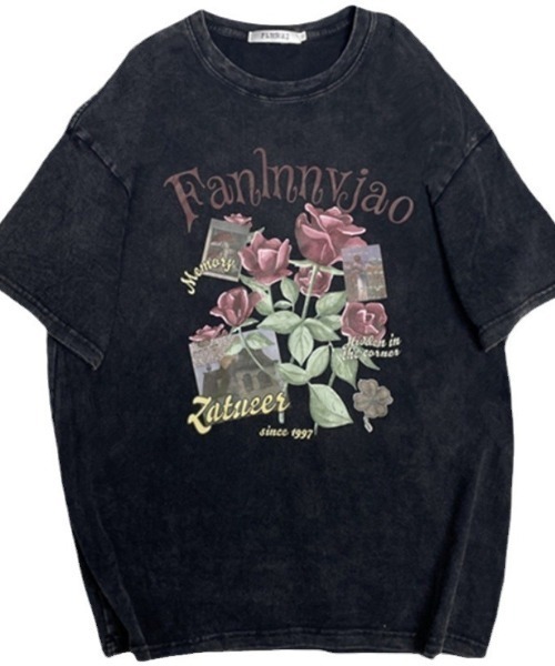 極美品 LOEWE 花柄プリント Tシャツ S セール】花柄プリント ウォッシュデザイン カジュアルTシャツ（T