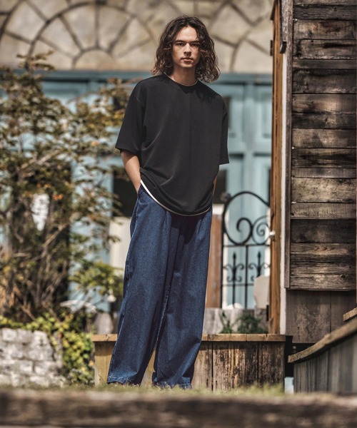 CAMBIO(カンビオ)の「mp13567- タック入りワイドデニムパンツ(デニムパンツ・メンズ・ブラック/ネイビー・M/L/XL)」の9枚目の写真