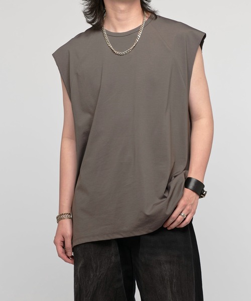 Lui's（ルイス）の「SHINE ノースリーブ（Tシャツ/カットソー・メンズ・ホワイト/グレー/チャコールグレー/ブラック・FREE）」の3枚目の写真