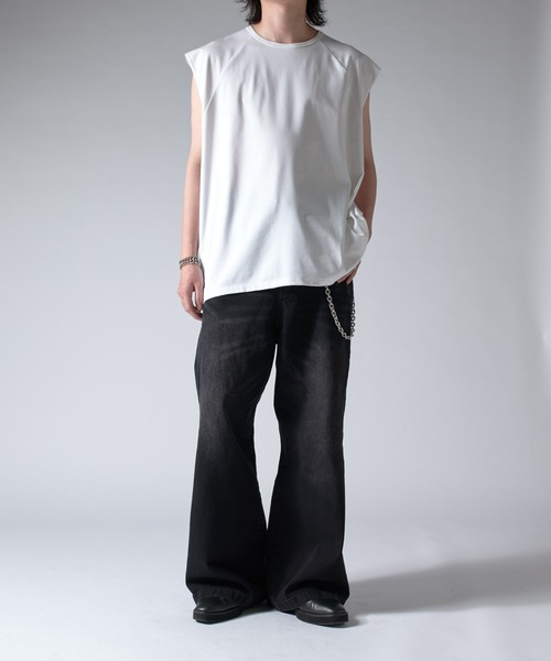 Lui's（ルイス）の「SHINE ノースリーブ（Tシャツ/カットソー・メンズ・ホワイト/グレー/チャコールグレー/ブラック・FREE）」の12枚目の写真