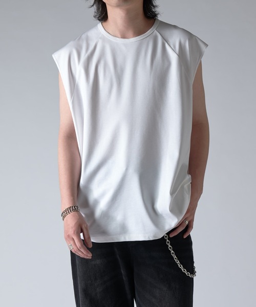 Lui's（ルイス）の「SHINE ノースリーブ（Tシャツ/カットソー・メンズ・ホワイト/グレー/チャコールグレー/ブラック・FREE）」の8枚目の写真