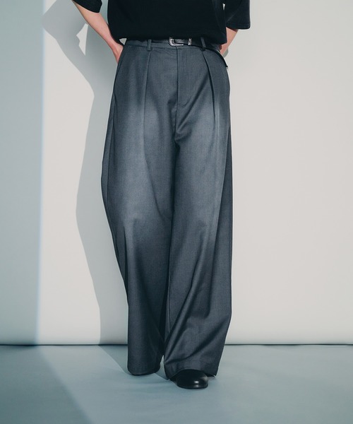 selle glant（セレグランテ）の「TUCK WIDE SPRAY SLACKS/タックワイドスプレースラックス（スラックス・メンズ・チャコールグレー/ブラック・LARGE/MEDIUM/SMALL）」の19枚目の写真