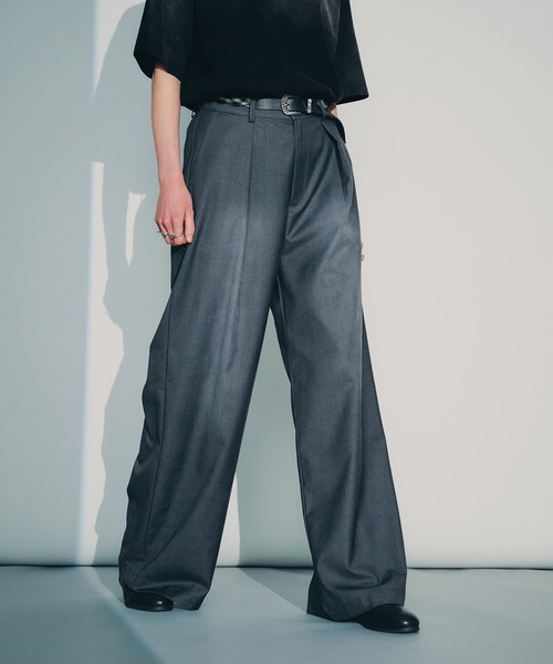 selle glant（セレグランテ）の「TUCK WIDE SPRAY SLACKS/タックワイドスプレースラックス（スラックス・メンズ・チャコールグレー/ブラック・LARGE/MEDIUM/SMALL）」の21枚目の写真