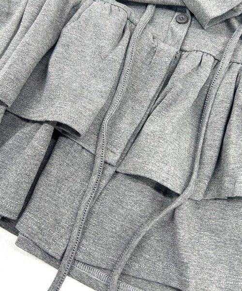 VIBGYOR(ヴィブジョー)の「フリルティアード ロングカットカーディガン 長袖 カットソー長袖(CZ)(カーディガン/ボレロ・レディース・ホワイト/ブラック/チャコール・FREE)」の11枚目の写真