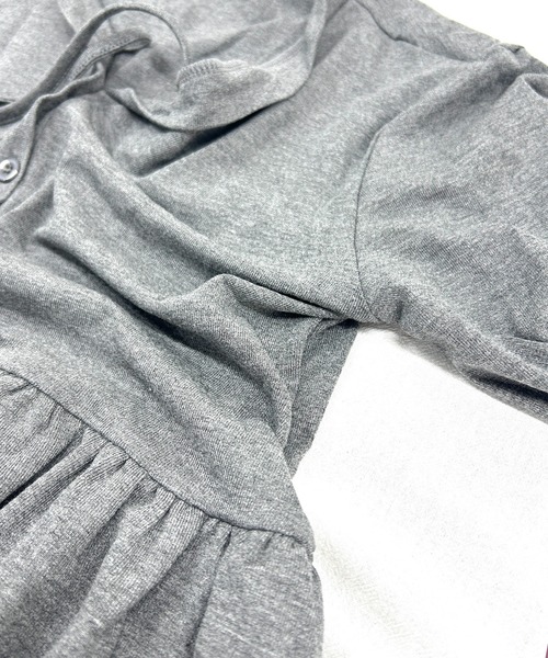 VIBGYOR(ヴィブジョー)の「フリルティアード ロングカットカーディガン 長袖 カットソー長袖(CZ)(カーディガン/ボレロ・レディース・ホワイト/ブラック/チャコール・FREE)」の14枚目の写真