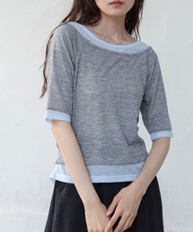 前後2WAYレイヤードオフショル風カットトップス