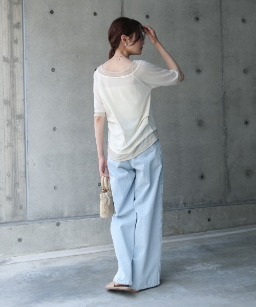 Bab（バブ）の「前後2WAYレイヤードオフショル風カットトップス（Tシャツ/カットソー・レディース・ライトグレー/アイボリー/チャコールグレー・FREE）」の9枚目の写真