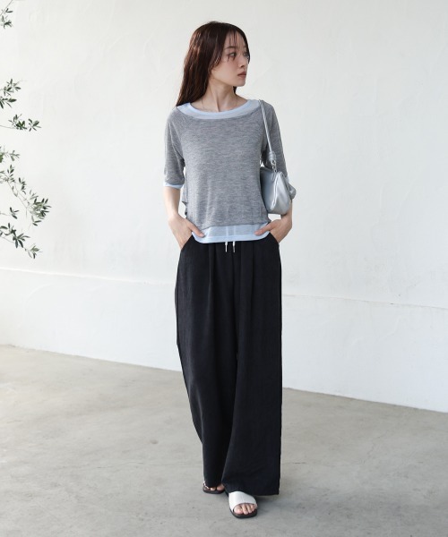 Bab（バブ）の「前後2WAYレイヤードオフショル風カットトップス（Tシャツ/カットソー・レディース・ライトグレー/アイボリー/チャコールグレー・FREE）」の19枚目の写真