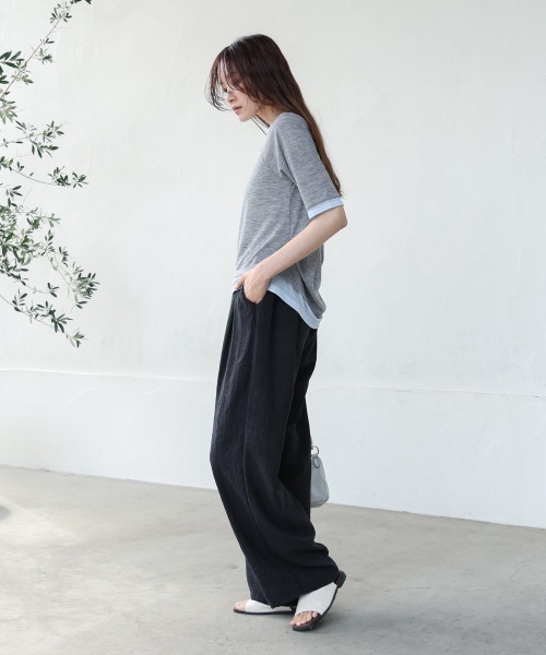 Bab（バブ）の「前後2WAYレイヤードオフショル風カットトップス（Tシャツ/カットソー・レディース・ライトグレー/アイボリー/チャコールグレー・FREE）」の21枚目の写真