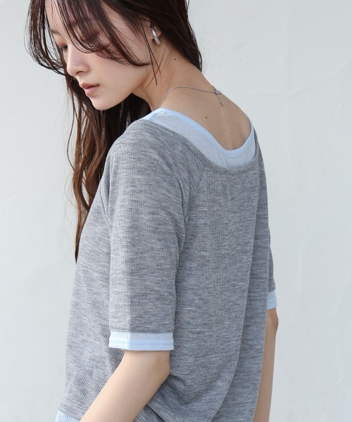 Bab（バブ）の「前後2WAYレイヤードオフショル風カットトップス（Tシャツ/カットソー・レディース・ライトグレー/アイボリー/チャコールグレー・FREE）」の22枚目の写真