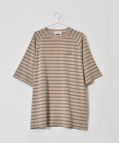 Sunny Smith(サニースミス)の「【SUNNY SMITH】ボーダーオーバーダイ ラグランロゴ刺繍Tシャツ(CP)(Tシャツ/カットソー・メンズ・スモーク/ベージュ/オリーブ・M/L)」の20枚目の写真
