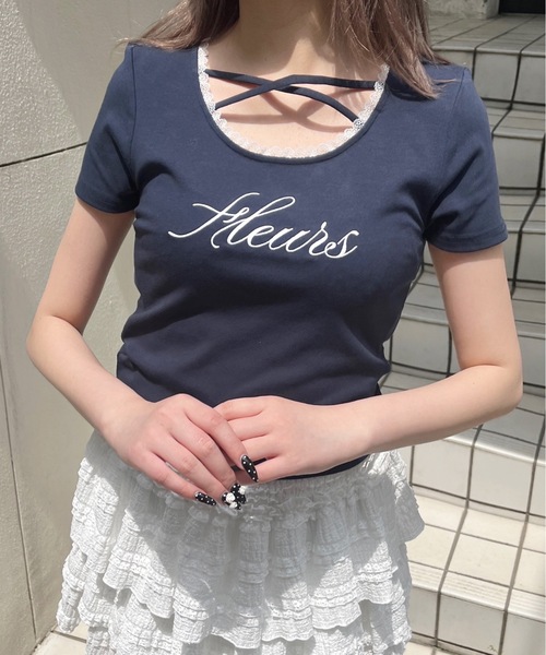 one way（ワンウェイ）の「フロントクロスTシャツ（Tシャツ/カットソー・レディース・ブラック/ホワイト/ネイビー/ピンク・FREE）」の9枚目の写真