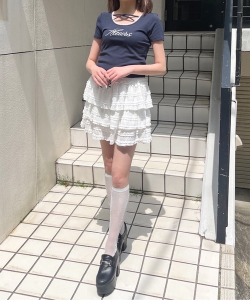 one way（ワンウェイ）の「フロントクロスTシャツ（Tシャツ/カットソー・レディース・ブラック/ホワイト/ネイビー/ピンク・FREE）」の11枚目の写真