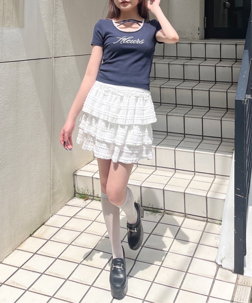 one way（ワンウェイ）の「フロントクロスTシャツ（Tシャツ/カットソー・レディース・ブラック/ホワイト/ネイビー/ピンク・FREE）」の12枚目の写真