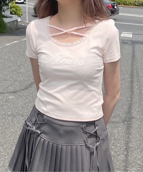 one way（ワンウェイ）の「フロントクロスTシャツ（Tシャツ/カットソー・レディース・ブラック/ホワイト/ネイビー/ピンク・FREE）」の17枚目の写真