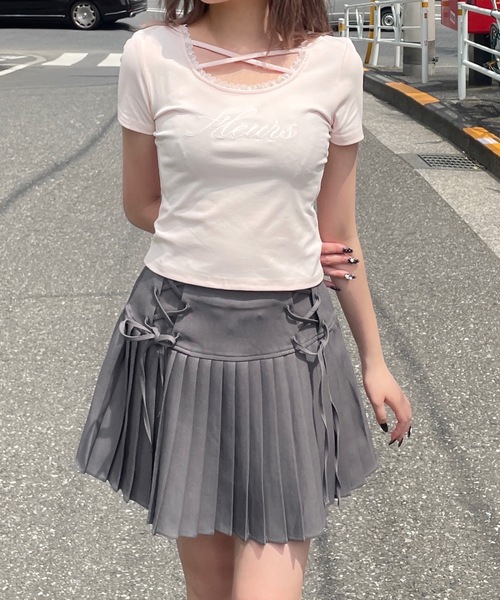 one way（ワンウェイ）の「フロントクロスTシャツ（Tシャツ/カットソー・レディース・ブラック/ホワイト/ネイビー/ピンク・FREE）」の19枚目の写真