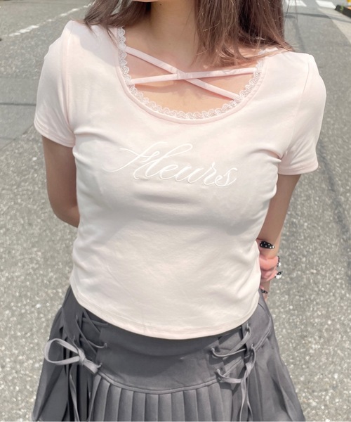 one way（ワンウェイ）の「フロントクロスTシャツ（Tシャツ/カットソー・レディース・ブラック/ホワイト/ネイビー/ピンク・FREE）」の21枚目の写真