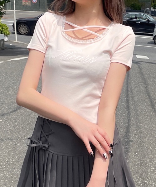 one way（ワンウェイ）の「フロントクロスTシャツ（Tシャツ/カットソー・レディース・ブラック/ホワイト/ネイビー/ピンク・FREE）」の18枚目の写真