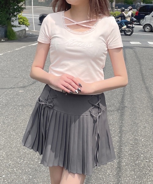 one way（ワンウェイ）の「フロントクロスTシャツ（Tシャツ/カットソー・レディース・ブラック/ホワイト/ネイビー/ピンク・FREE）」の20枚目の写真